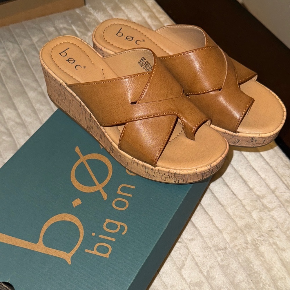 b.o.c. Women's Brown Wedge Sandals - Picture 2 of 16